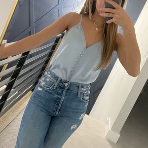 Abercrombie & Fitch Satin Baby Blue Bodysuit